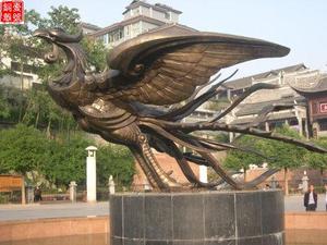 城市景觀鳳凰銅雕圖片