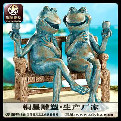 銅雕塑荷葉青蛙噴泉