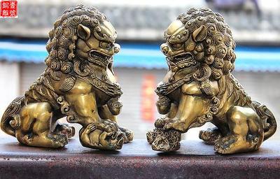 純銅獅子小擺件