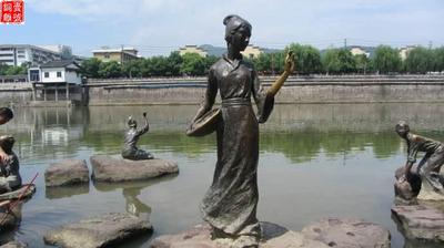 西施銅雕塑圖片