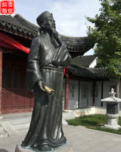 西湖邊的銅雕塑白居易