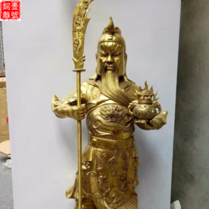 關(guān)公左手拿刀的銅像