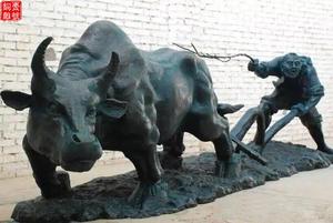 拉铜牛人物雕塑